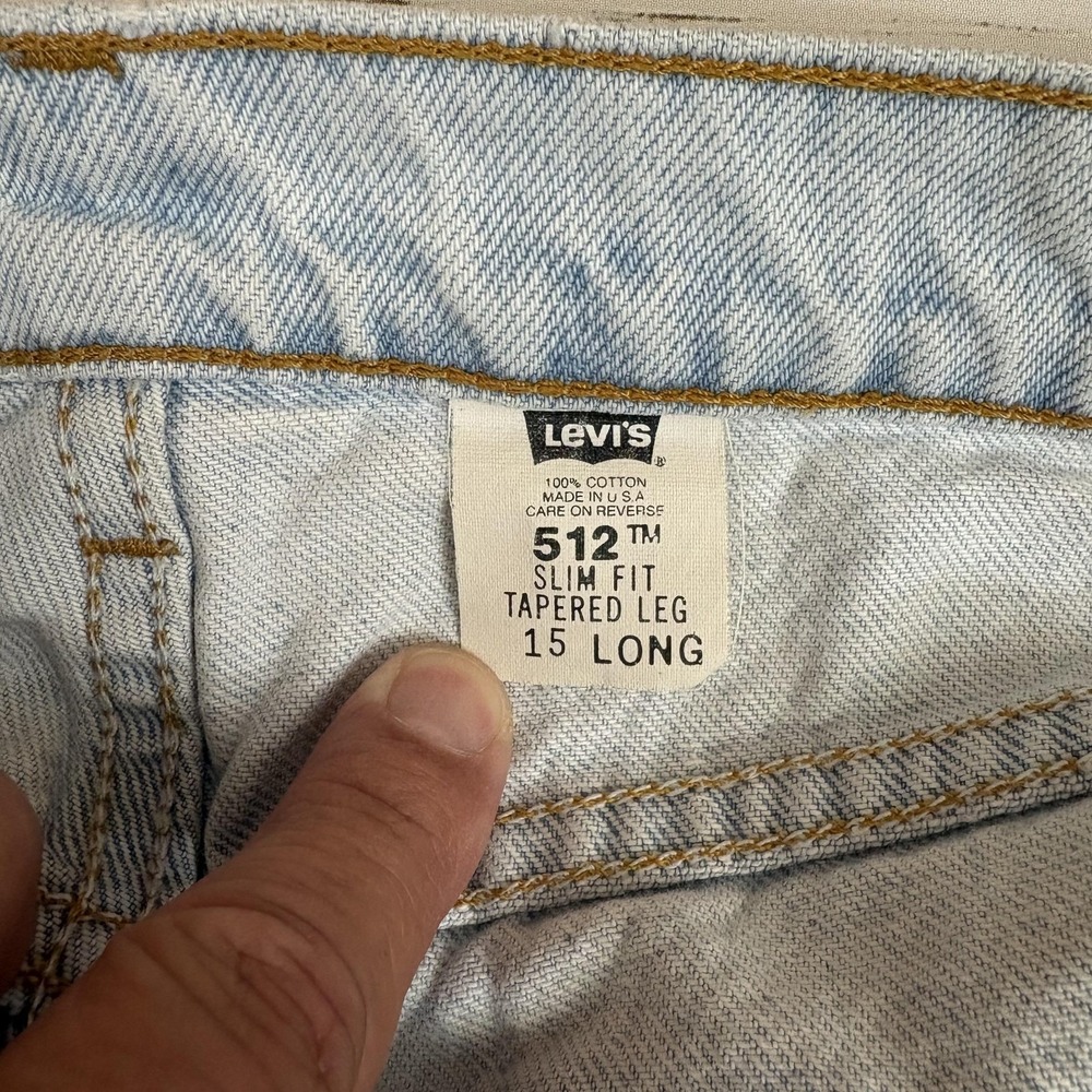 Levi's 512 Slim Fit Tapered Jeans Juniors 15 32X29 Hemmed High Rise Vintage - Picture 5 of 11